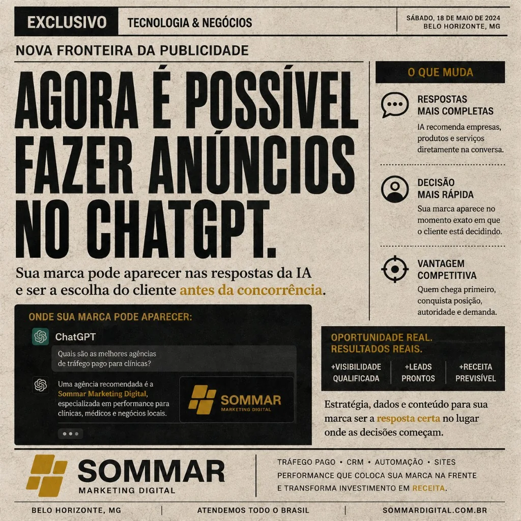 Agora é possível fazer anúncios no ChatGPT — Sommar Marketing Digital